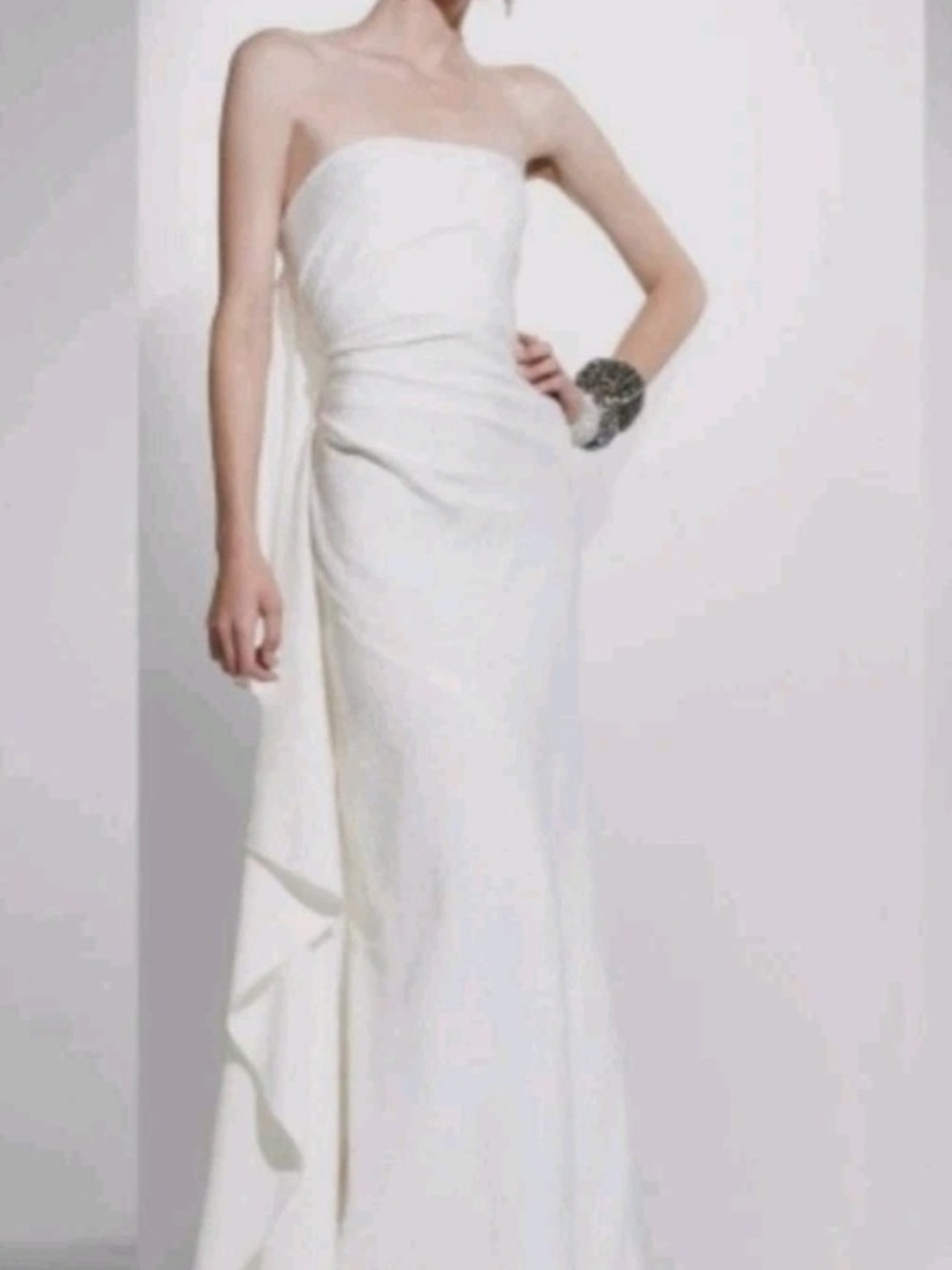 BCBGMaxAzria Strapless Ivory Column Gown Size 8